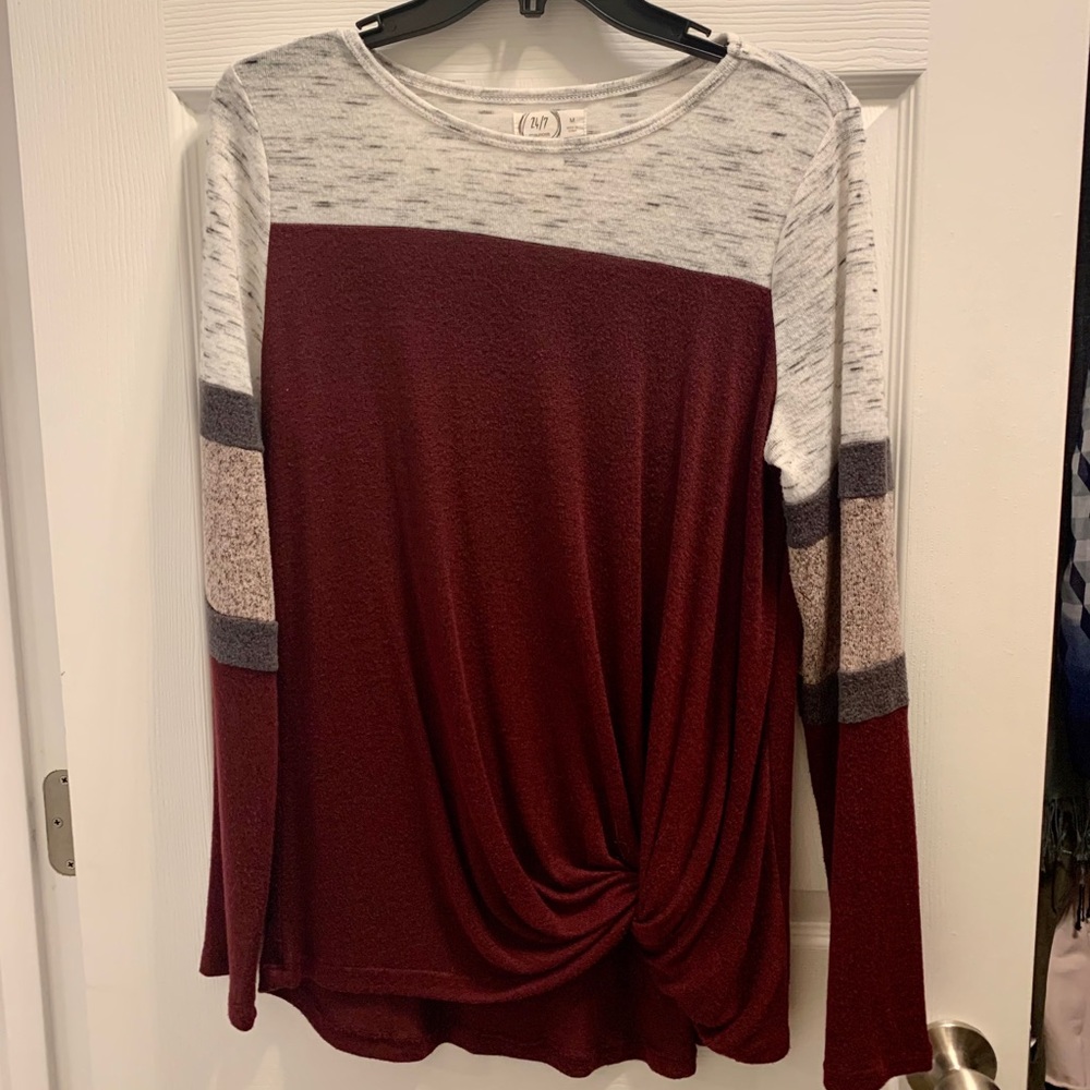 Maurice’s Burgundy Pullover Twist Sweater